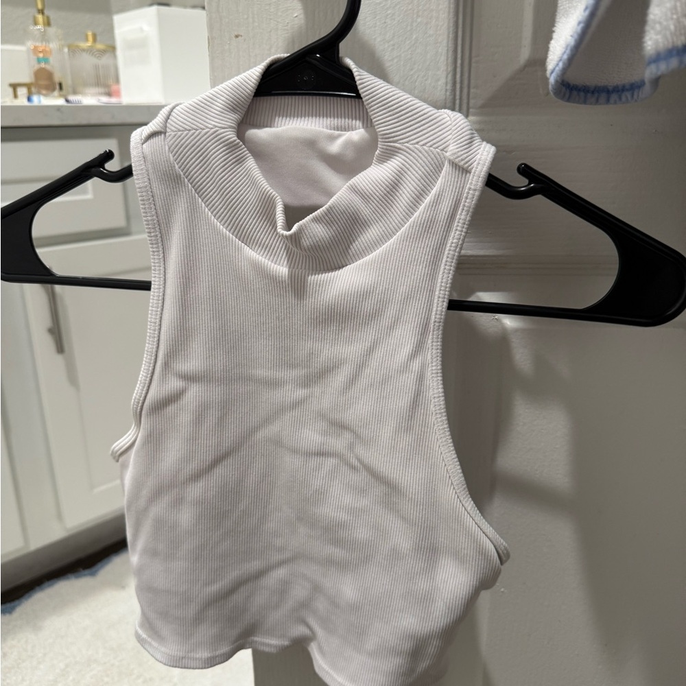 White Sleeveless Ribbed Women's Top